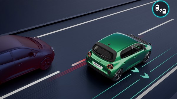 rear detection with emergency lane correction - Renault Twingo E-Tech electric