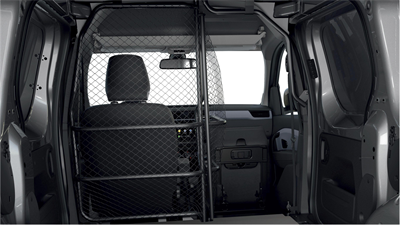 Express Van - Rotating mesh partition with folding passenger seat

